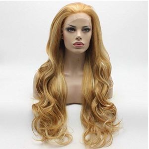 💫EVIE 26” HONEY&LIGHT BLONDE CURLY LACE FRONT WIG